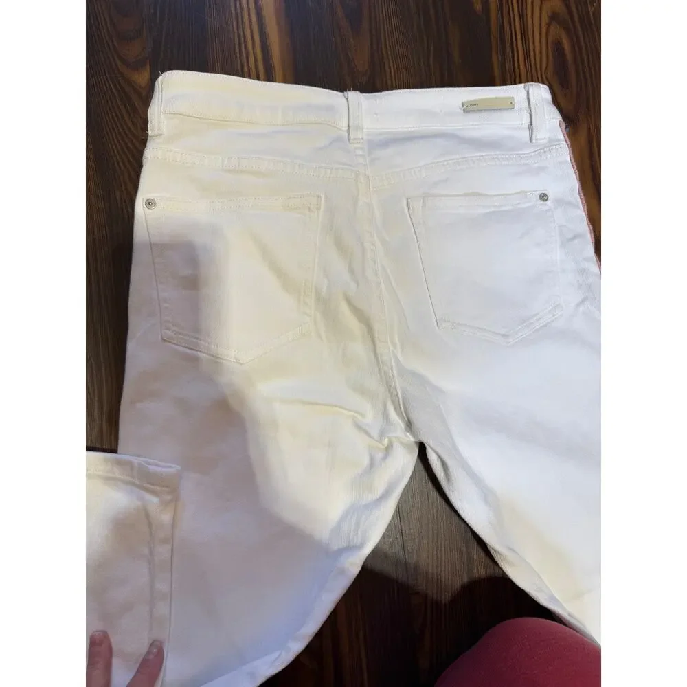 Anthropologie Pilcro Side Crochet Skinny Ankle Length White Denim Jeans Size 29